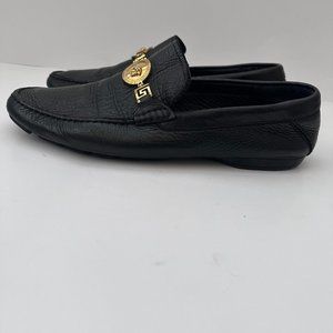 Versace Men's Signature Medusa Textured Leather Loafers Black